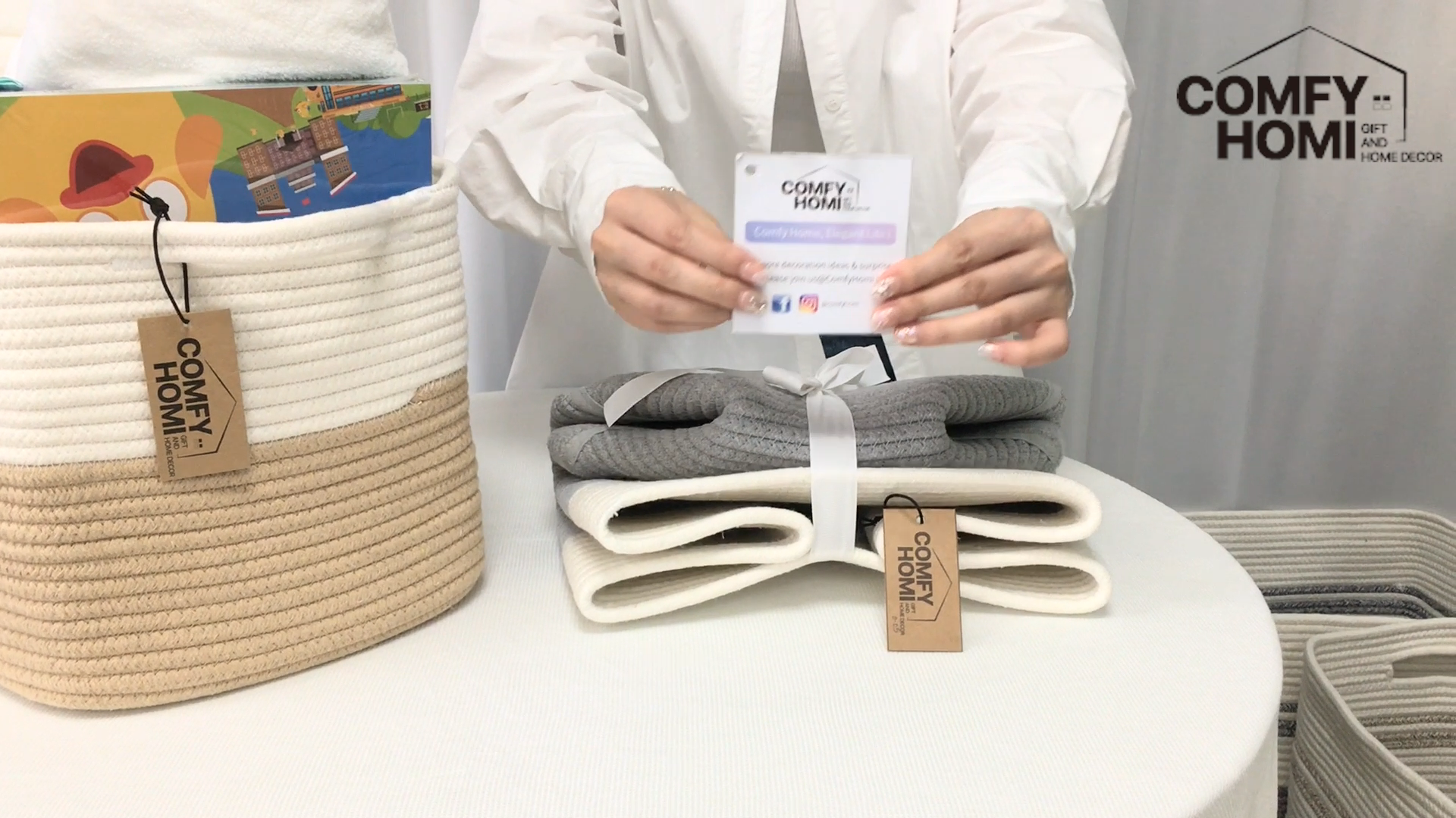 Amazon.com : COMFY-HOMI 3PACK Cotton Rope Square Basket with